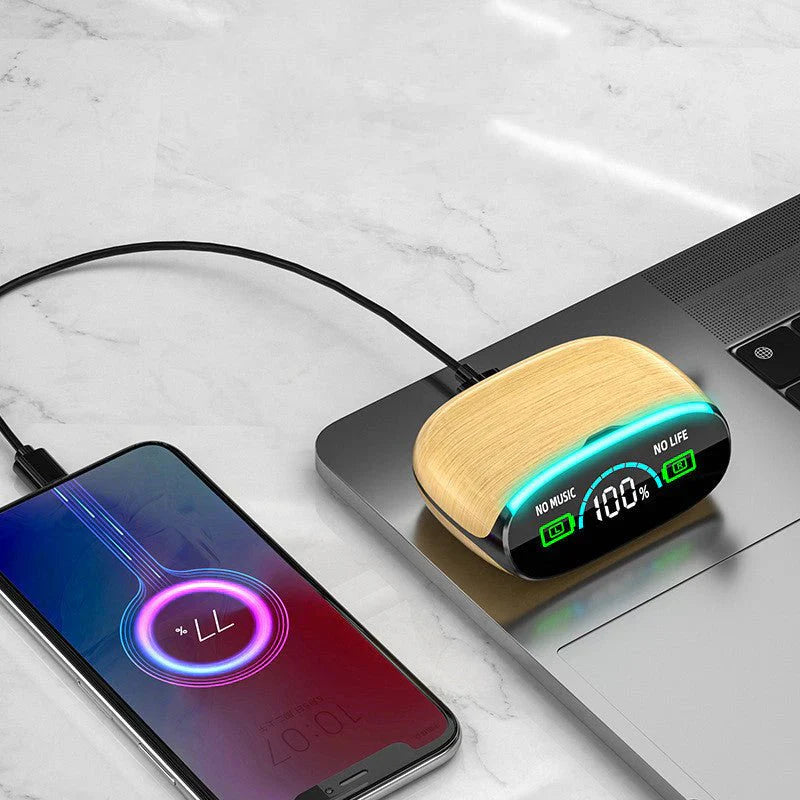 سماعات أذن لاسلكية رياضية بتصميم خشبي مع خاصية إلغاء الضوضاء وتقنية بلوتوث منخفضة الكمون